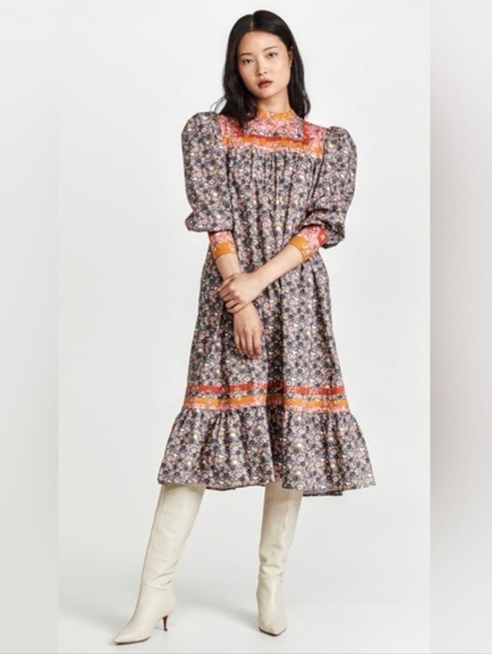 Celia B. Papyrus Boho Cottagecore Corduroy Midi Dress Fall Prarie Grandmacore